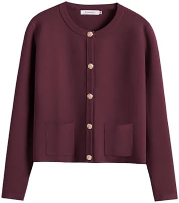 ANRABESS Women's Button Down Cropped Striped Cardigan Sweaters