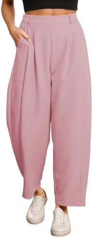 EVALESS Womens Wide Leg Barrel Pants with Pockets