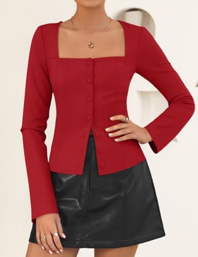 ZESICA Women's Business Casual Fitted Blazers Office Outfits
