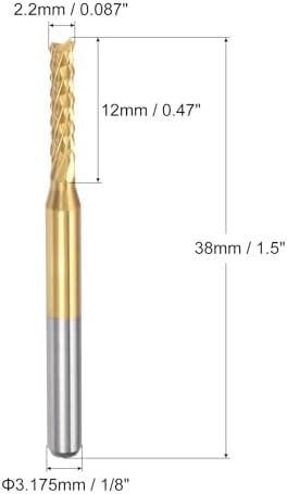 uxcell 10Pcs 2.2mm Titanium Coat Carbide End Mill Engraving Milling Cutter CNC Router Bits for PCB Machine, 1/8" Shank