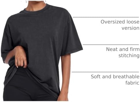 Womens Vintage Oversized T Shirts Acid Washed Baggy Cotton Tee Workout Gym Shirts Boyfriend Short Sleeve Tops