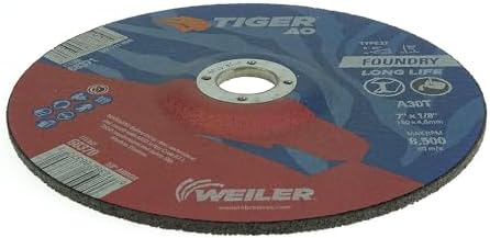 Weiler 68370 7" x 1/8" Tiger AO Type 27 Cut and Grind Combo Wheel A30T 7/8 A.H (Pack of 25)