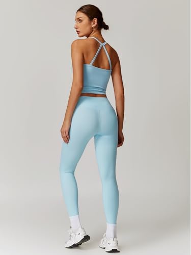 ABOCIW Workout Sets for Women 2 Piece Padded Sports Bra Tank Top High Waist Leggings Sets Gym Yoga Work Out Clothes