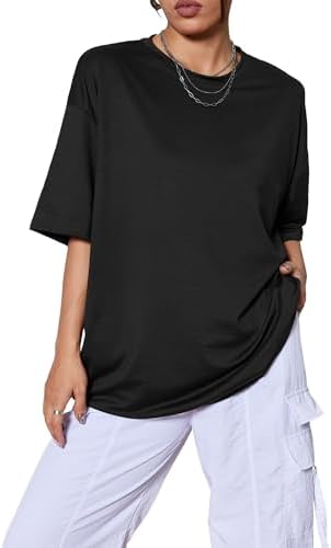 Kinglaman 5 Pack Womens Oversized T Shirts Workout Short Sleeve Summer Tops