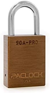 PACLOCK's 90A-PRO Padlock, 1/4" Diameter Hard. Stainless Steel Shackle, 1-3/16" Tall, High Performance 7-Pin Cylinder w/ 1 Key, Keyed Differently, Brown