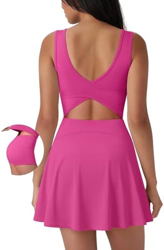 SUUKSESS Tennis Dress with Shorts Underneath Easy Peasy Athletic Dresses