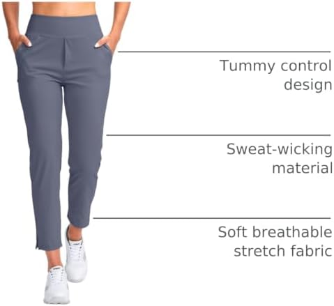 YYV Women's Golf Pants High Waist Stretch Ankle Pants with Pockets