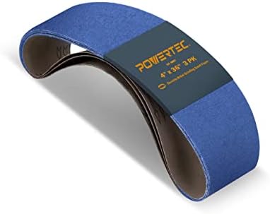POWERTEC 3PK 4x36 Sanding Belts, 36 Grit Zirconia, 4 x 36 Inch Sanding Belts for Benchtop Belt and Disc Sander, Belt Sandpaper for Woodworking, Metal Grinding, Deburring, Rust Removal (4436036Z-3)