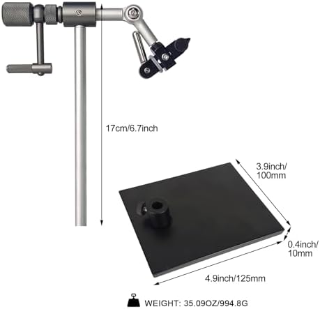 EUPHENG New Upgrade N075 Madison True Rotary Vise with Two Ball Bearings Inside More Smooth Fly Tying Vise with 360 Degree Rotation Easy Adjustment of Rotation Resistance 26 to 4/0 Hook Sizes