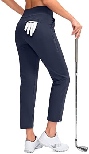 YYV Women's Golf Pants High Waist Stretch Ankle Pants with Pockets