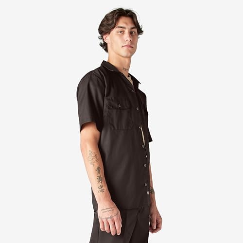 Dickies Men’s Short Sleeve Work Shirt – Durable Twill Button Down Shirts for Men, Lightweight Uniform for Daily Wear