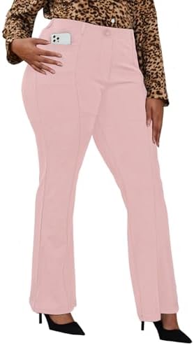 DGD Wrinkle-Free Stretch Dress Pants Plus Size for Women Pull-on Pant Ease into Comfort Office Pant