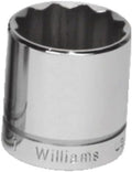 Williams JHWB-632 3/8-Inch Drive Shallow SAE 6 Point Socket, 1-Inch, High-Polished Chrome Finish
