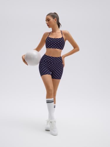 SUUKSESS Women 2 Piece Workout Sets Padded Halter Sports Bras High Waisted Biker Shorts with Pockets