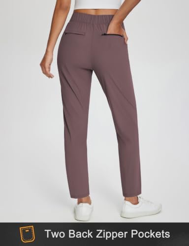 baleaf Womens Business Casual Pants Stretch Travel Pants On Airport with Zipper Pockets Dressy Slacks Golf Work Pull on