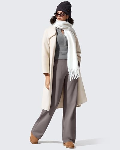 G4Free EverGoing Fleece Lined Wide Leg Pants for Women Dressy Work Casual