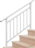 Hand Rails for Outdoor Steps，Stair Handrail & Indoor Stair Railing Kit，Railings for Outdoor Steps for Fence & Outdoor Steps (1, White-with Balusters, 4 Step)