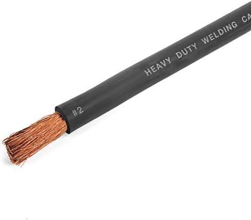 EWCS 2 Gauge Premium Extra Flexible Welding Cable 600 Volt - Black 20 Feet - Made in The USA