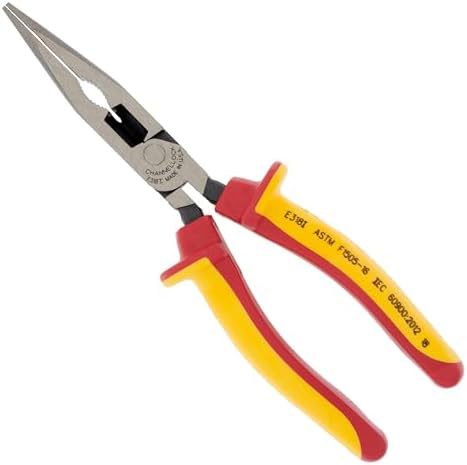 CHANNELLOCK 318I 8-inch XLT Combination Long Nose Pliers w/ 1000V Insulated Grip, Made in USA, Forged High Carbon Steel