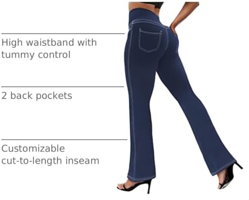 VOOVEEYA Women's Bootcut Leggings - Bootleg Yoga Pants Flare with 4 Pockets