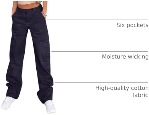 Lepunuo Cargo Pants for Women High Waisted Casual Pants Baggy Stretchy Wide Leg Y2K Streetwear with 6 Pockets