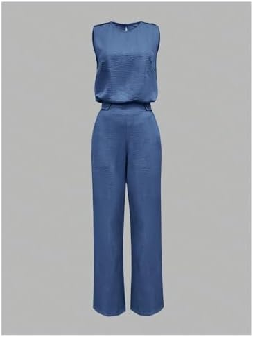 Floerns Women's 2 Piece Sets Dressy Outfits Bussiness casual Crew Neck Sleeveless Blouse and Elegant Pants Set