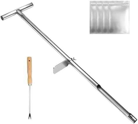 HOMAR 36 Inch Soil Sample Probe Stainless Soil Sampler Kit | T-Handle Soil Probe Rod For Golf Courses and in Gardening Soil Core for Use with Soil PH Meter Soil Moisture Probe