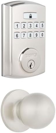 BRINKS Keyless Entry Door Deadbolt, High-Security Keypad Door Lock, 50 User Codes, Auto Locking Feature (Deadbold & Passage Knob, Satin Nickel)