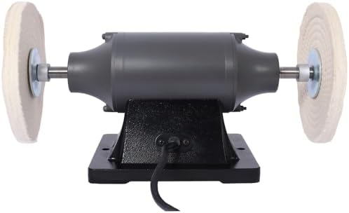 Bench Buffer Polisher – Heavy-Duty 3450 RPM Benchtop Buffing Machine for Jewelry, Metal, Knives, Wood & Jade, 370W Power Grinder with Dual Buffing Wheels & Cast Iron Base (8-Inch)