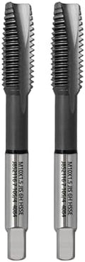 Tools M10 x 1.5 Spiral Point Threading Tap, Metric Machine Threading Tap High Speed Steel Cobalt(HSSCo) With AlTiN Coating, Round Shank with Square End， H2 Tolerance, 2pcs
