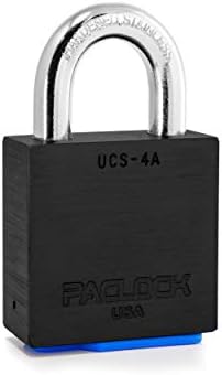 PACLOCK's 4-Series Padlock, Standard Rekeyable (SR), 7/16" Diameter Hard. Stainless Steel Shackle, 1-3/16" Tall, Keyed Differently w/ 2 Keys, Black Anodized Aluminum