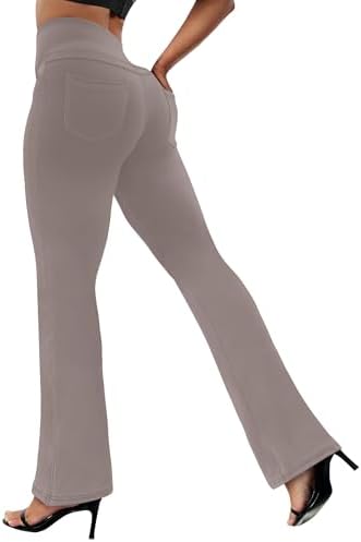 VOOVEEYA Women's Bootcut Leggings - Bootleg Yoga Pants Flare with 4 Pockets