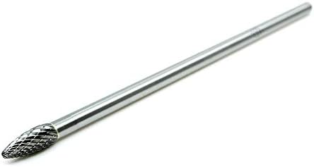 Benchmark Abrasives 6” Flame Shape Double Cut Tungsten Carbide Die Grinder Bits Metal Deburring Tool Rotary Burr, 1/4 Inch Shaft, Engraving Tool for Woodworking Shaping Carving (SH-2)