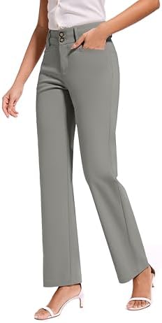 KICZOY Women Dress Pants Stretch Business Straight Leg with Pockets Wear to Work Casual 2026 Suitpants