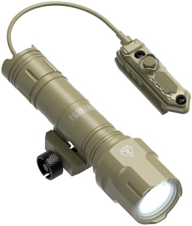Feyachi Rifle Light 1200LM 22500Candela WL25 Tactical AR Flashlight LED Outdoor Light with Pressure Switch & Picatinny/Mlock Rail Mount, 3 Modes - High/Low/Strobe