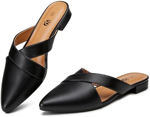 Rekayla Women's Mules Closed Pointed Toe Flats Backless Loafers Shoes for Women