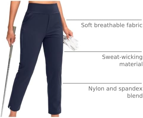 YYV Women's Golf Pants High Waist Stretch Ankle Pants with Pockets