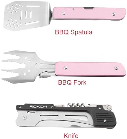 ROXON 6-in-1 Grill Tools Set, Metal Griddle Accessories Kit for Blackstone