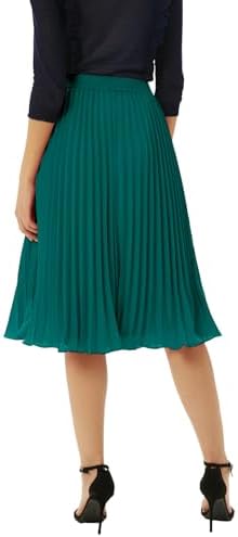 GRACE KARIN Pleated Midi Skirt for Women Chiffon A-Line Outfits