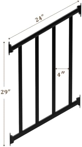 Metty Metal 2Ft W x 36in H Stair Deck Railing Kit, Textured Black AAMA2604 Powder Coat, IBC Certified Guard Rail for Deck Porch Balcony Patio Outdoor