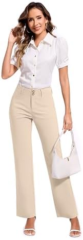KICZOY Women Dress Pants Stretch Business Straight Leg with Pockets Wear to Work Casual 2026 Suitpants