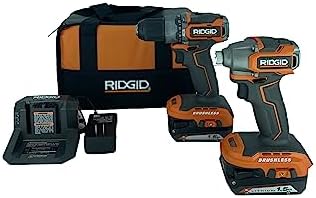 RIDGID 18V Brushless Sub-Compact Cordless 1/2-inch Hammer Drill and Impact Driver Combo Kit - R9781