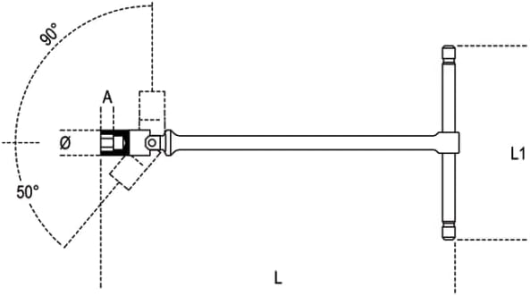 Beta 952 Sliding T-Handle Wrench, 6-Point Swivel Socket, Metric 7mm | Up to 90° Static Swivel and 50° Rotating Swivel for Access in Tight Spaces