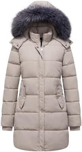 GGleaf Women's Winter Puffer Coat with Removable Fur Hood Warm Snow Jacket