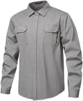 FR Shirt 7oz Fire Resistant Shirts Men's,CAT2 Welding Shirt 100% Cotton Flame Resistant Shirts Gray (Large)