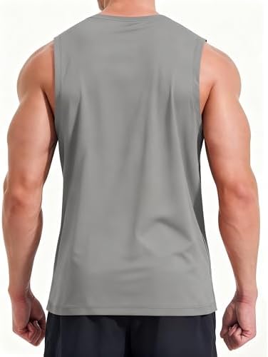KPSUN Men's Quick Dry Workout Tank Top Summer Beach Shirt | UPF 50+ Sleeveless Gym Muscle Shirt with Hidden Pocket for Keys. Ideal for Gym Training, Outdoor Running, And Beach Workouts