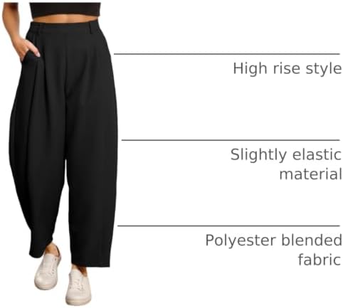 EVALESS Womens Wide Leg Barrel Pants with Pockets