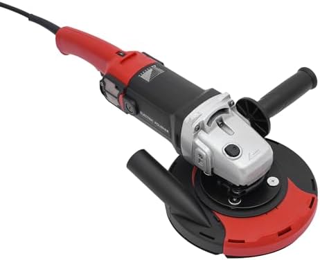 7 Inch Concrete Grinder Wet Polisher with 6 Variable Speeds, Concrete Surface Planer with Dust Extraction Angle Grinder Kit with Auxiliary Handles, Protective Guard, Diamond Grinding Wheel (Black)