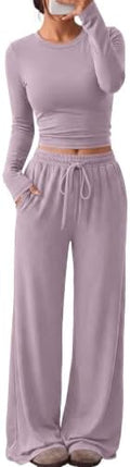 Trendy Queen Women's 2 Piece 2026 Fall Fashion Lounge Set with Pockets