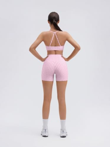 SUUKSESS Women 2 Piece Workout Sets Padded Halter Sports Bras High Waisted Biker Shorts with Pockets